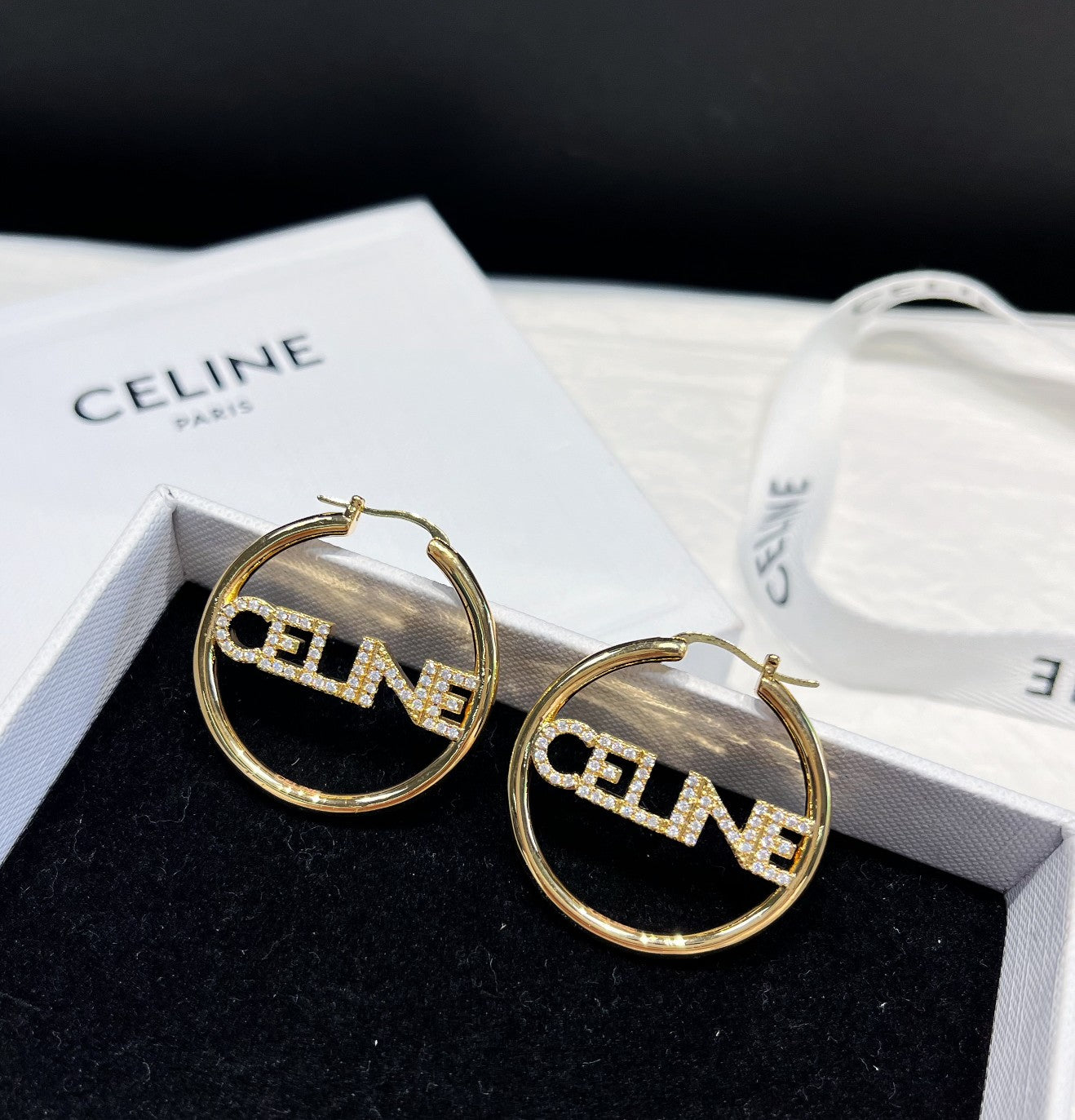 Letters Rhinestone Hoop Earrings