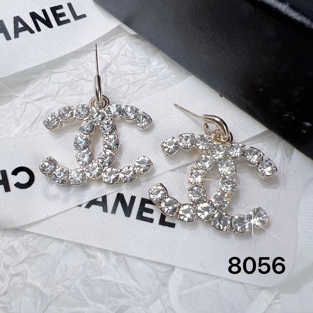 Fashion Crystal Logo Earrings and Necklace