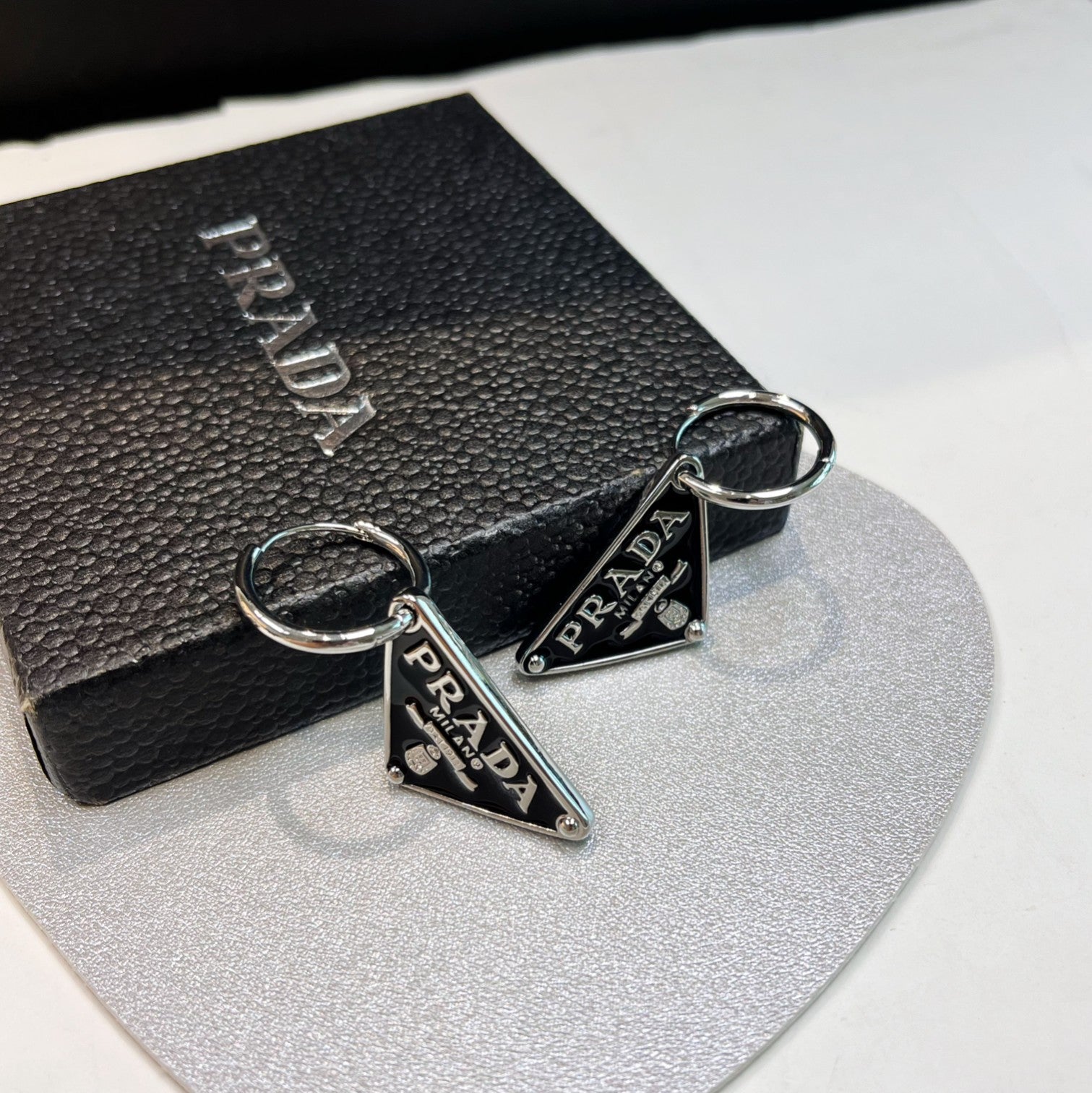 Classic Enamel Triangle Pendant Earrings