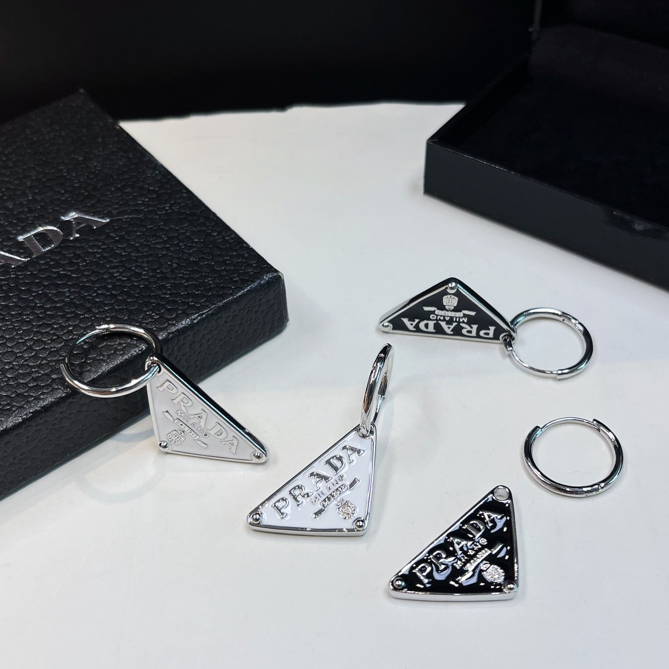 Classic Enamel Triangle Pendant Earrings