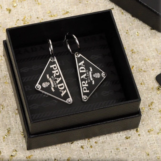 Classic Enamel Triangle Pendant Earrings