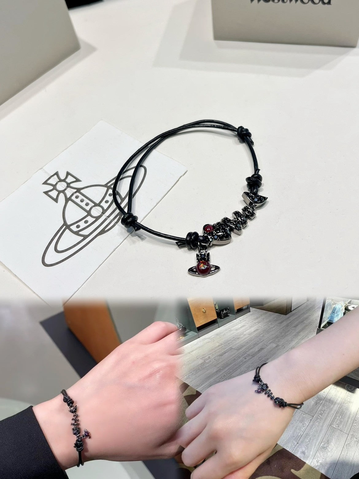 Fashion Small Black Fish Bone Saturn Bracelet