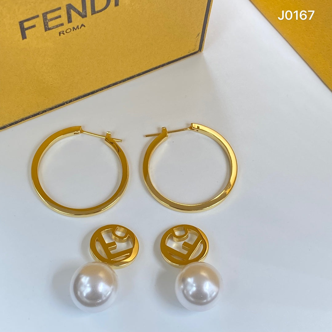 F Letter Pearl Large Hoop Earrings