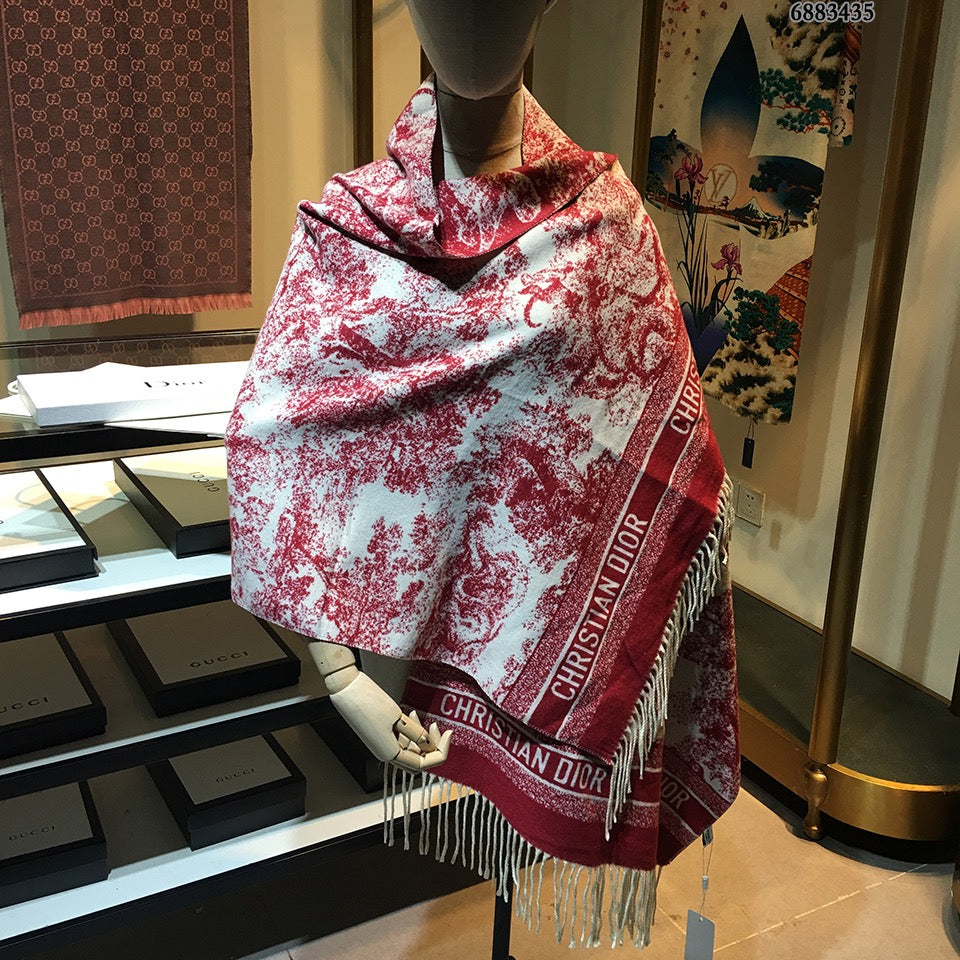 Fashion Ink Element Fringed Cashmere Scarf Shawl