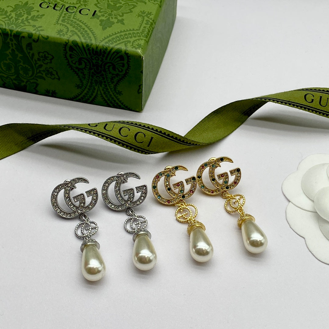 Premium Pearl Pendant Long Earrings