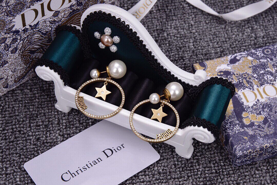 Big Circle Star Pearl Earrings