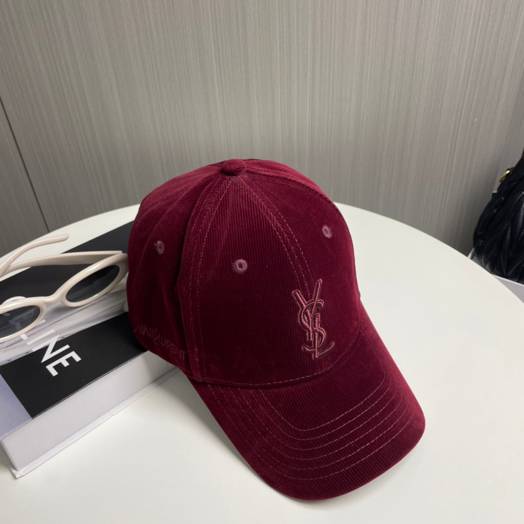 Letter Embroidered Corduroy Baseball Cap