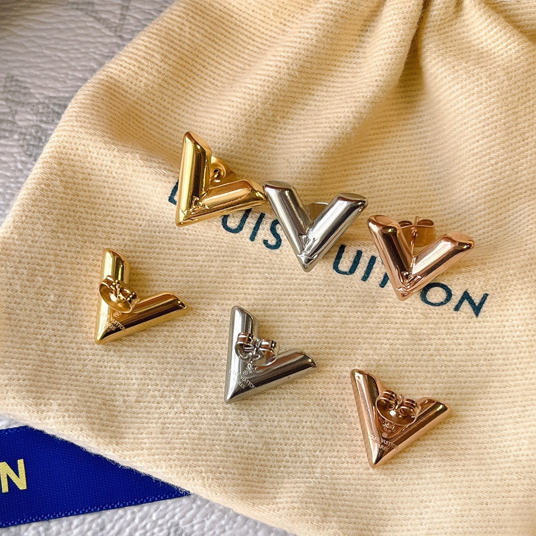 Versatile V Letter Stud Earrings