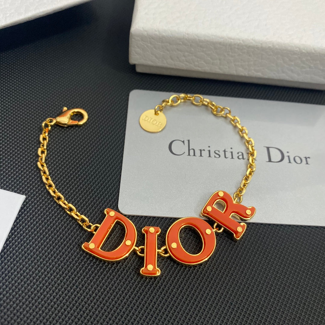 Orange Letter Adjustable Bracelet