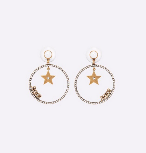 Big Circle Star Pearl Earrings