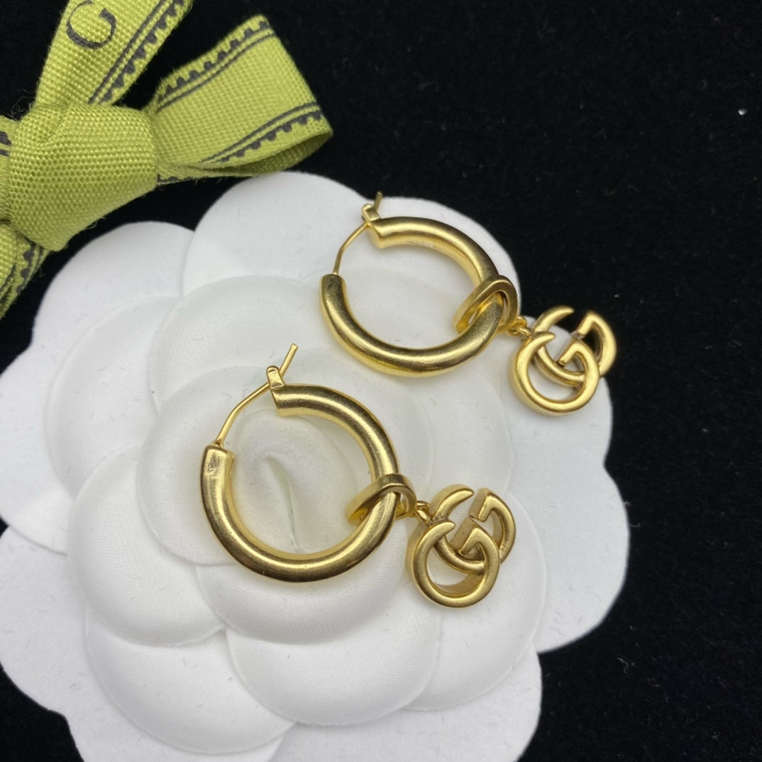 Double G Drop Hoop Earrings