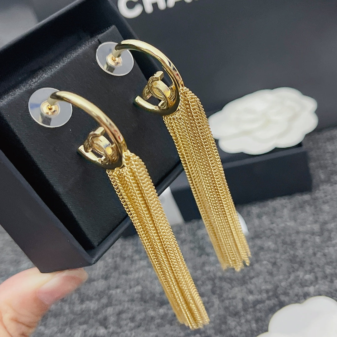 Premium Half Circle Tassel Drop Earrings