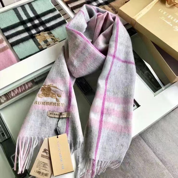 Classic Check Fringed Cashmere Scarf