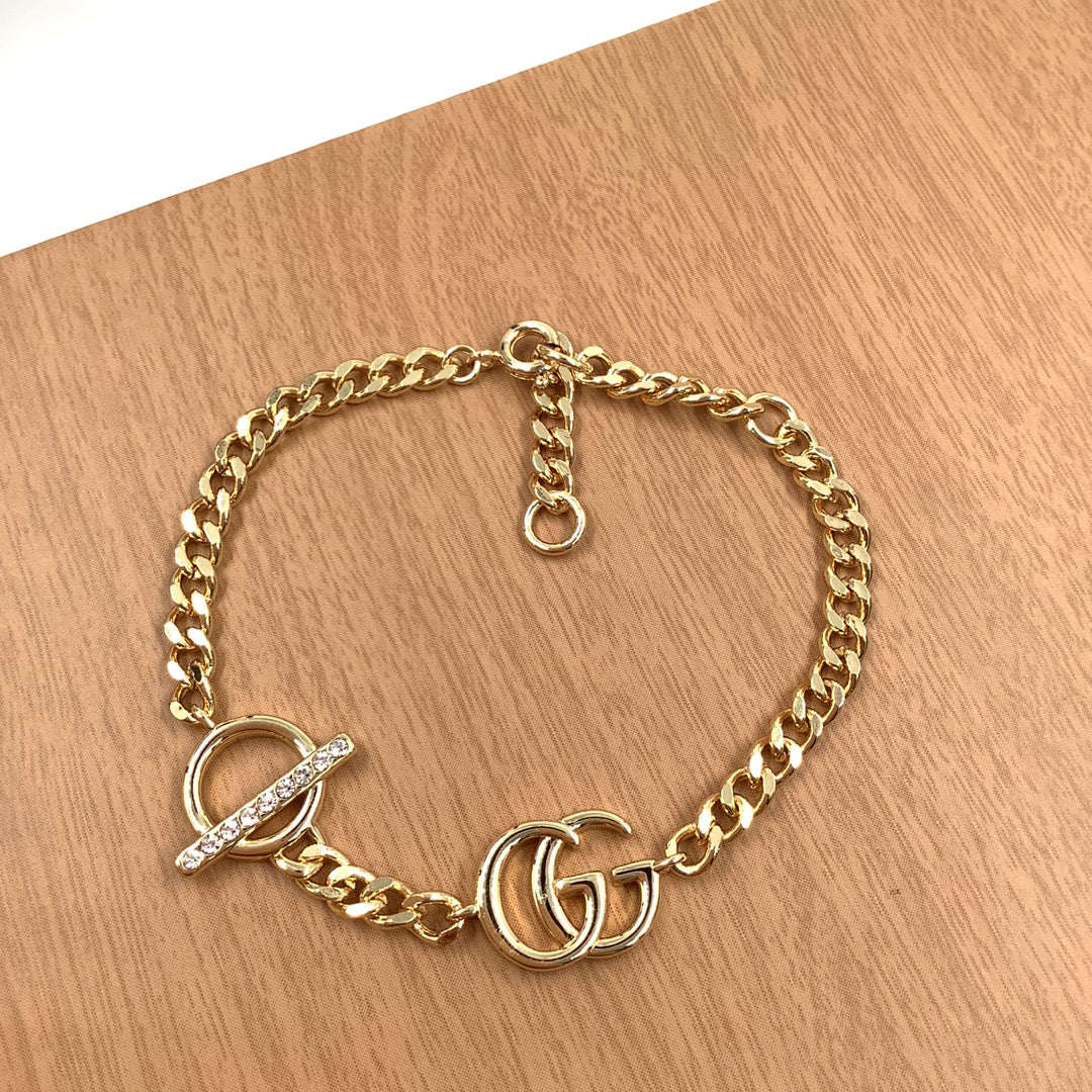 Logo Letter Chain Bracelet Necklace Set