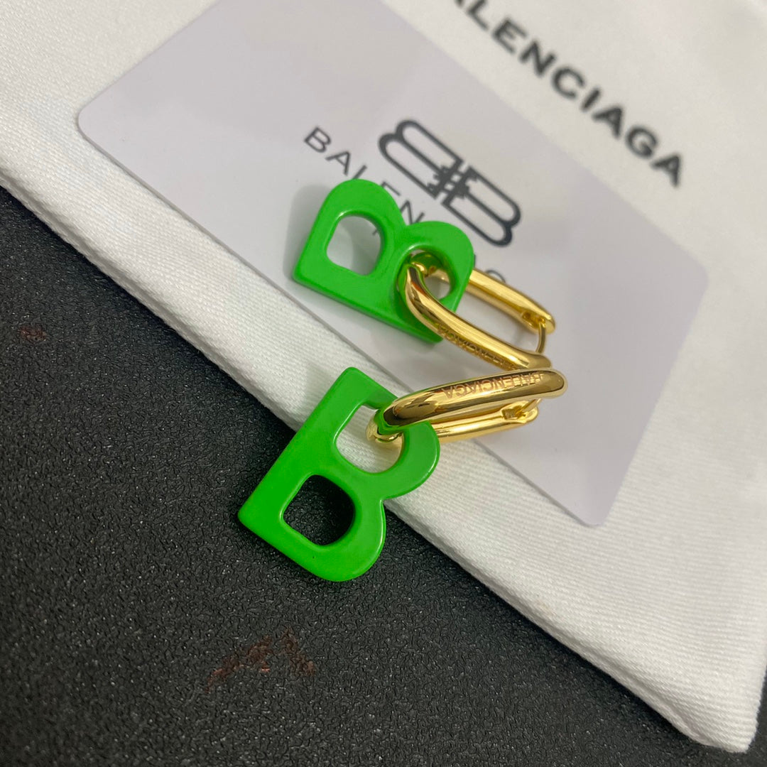 B Letter Logo Drop Earrings