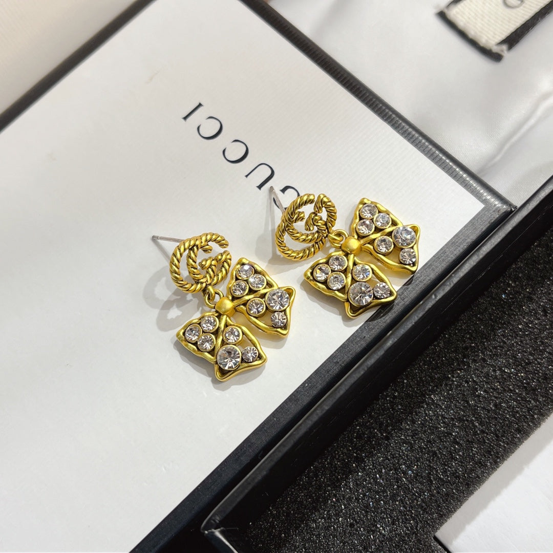 Diamond Bow Earrings