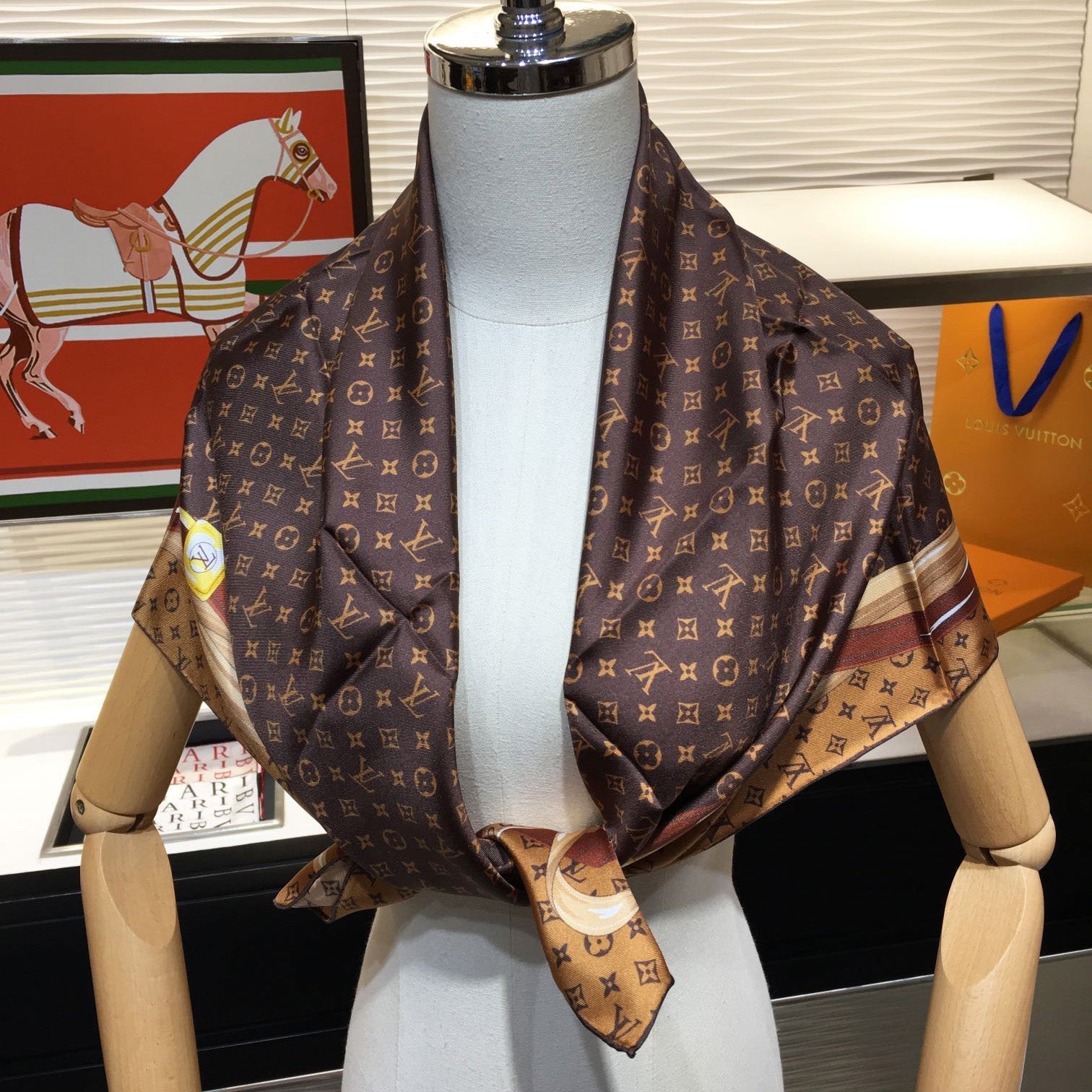 Leather Edge Square Silk Scarf