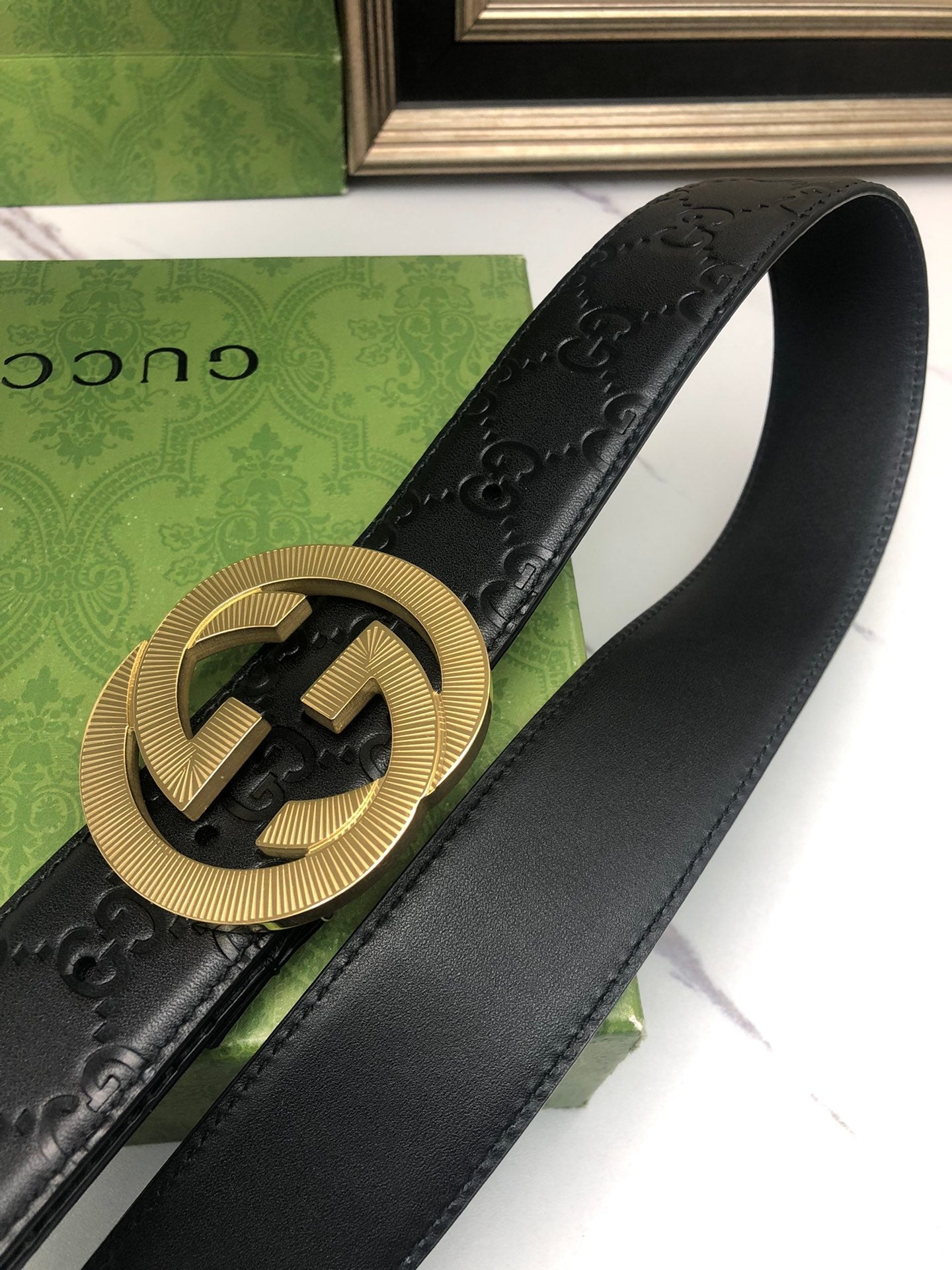 First layer calfskin heat pressed Belt width 3.8cm