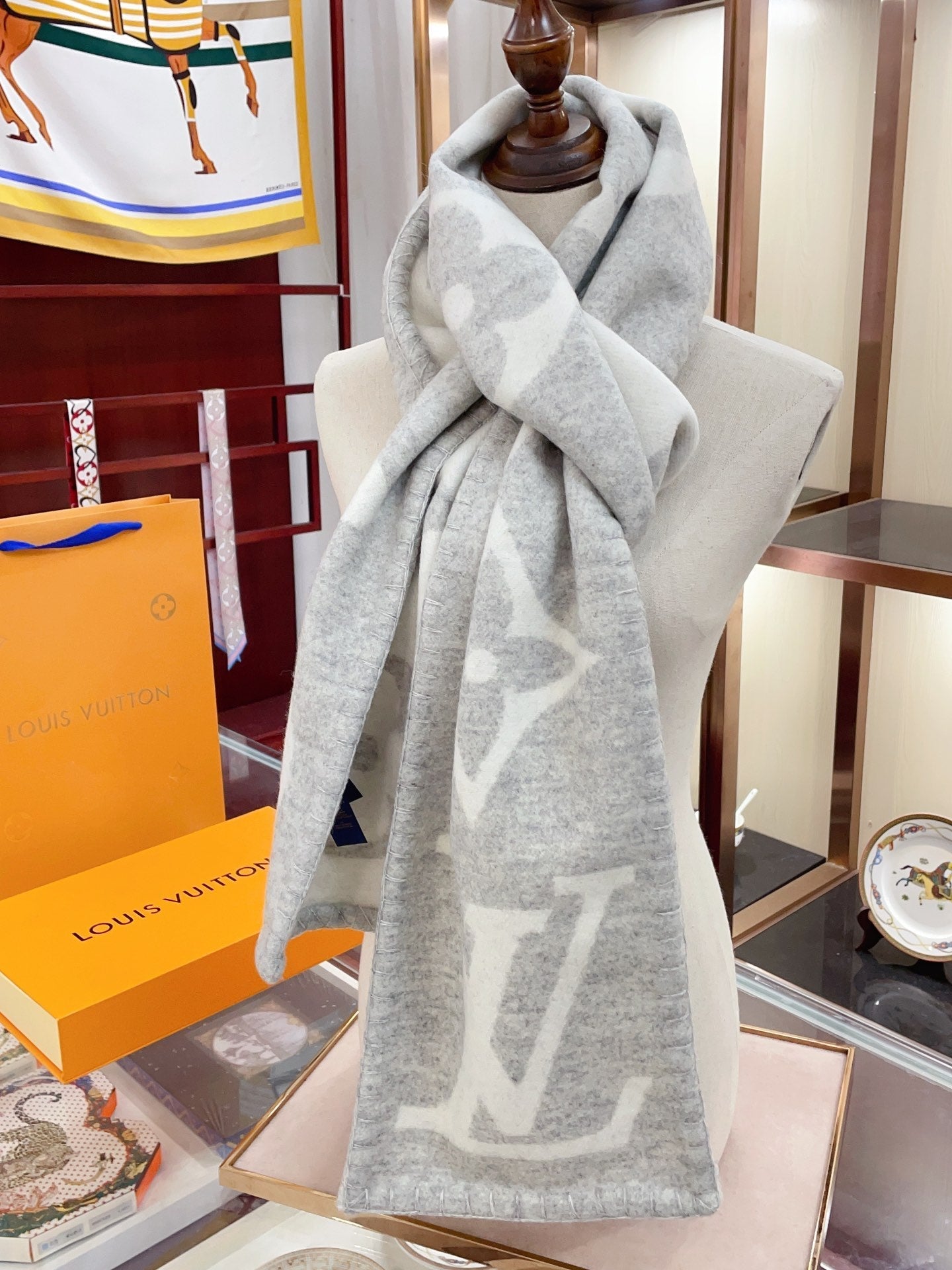 Cashmere Embossed Long Scarf