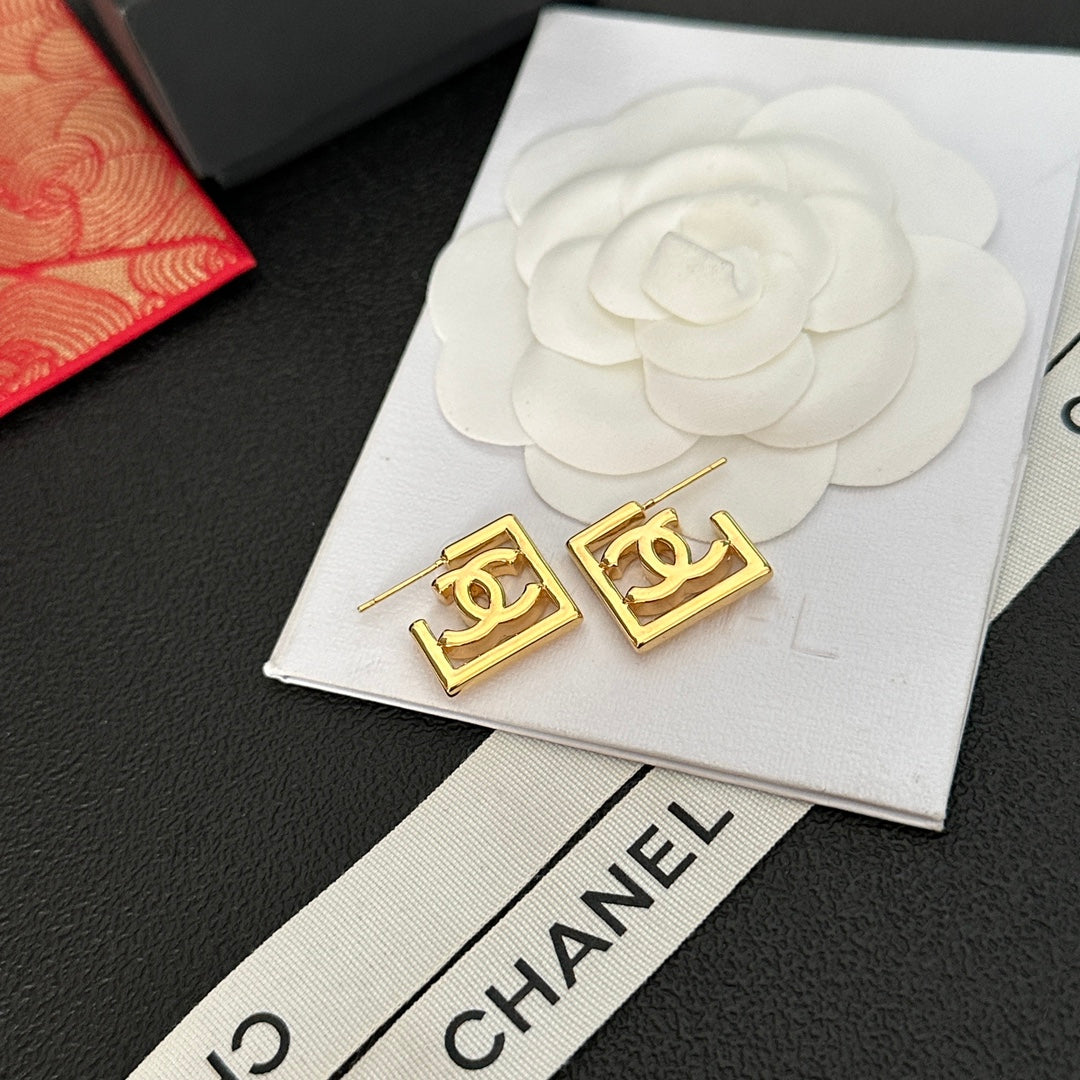 Square Hollow Logo Earrings