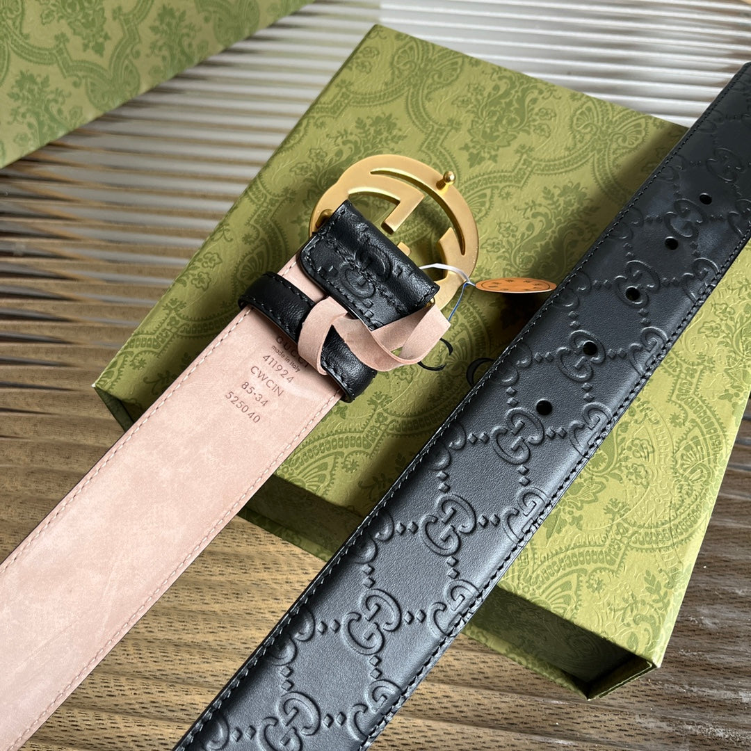 Calfskin embossed belt width 38mm