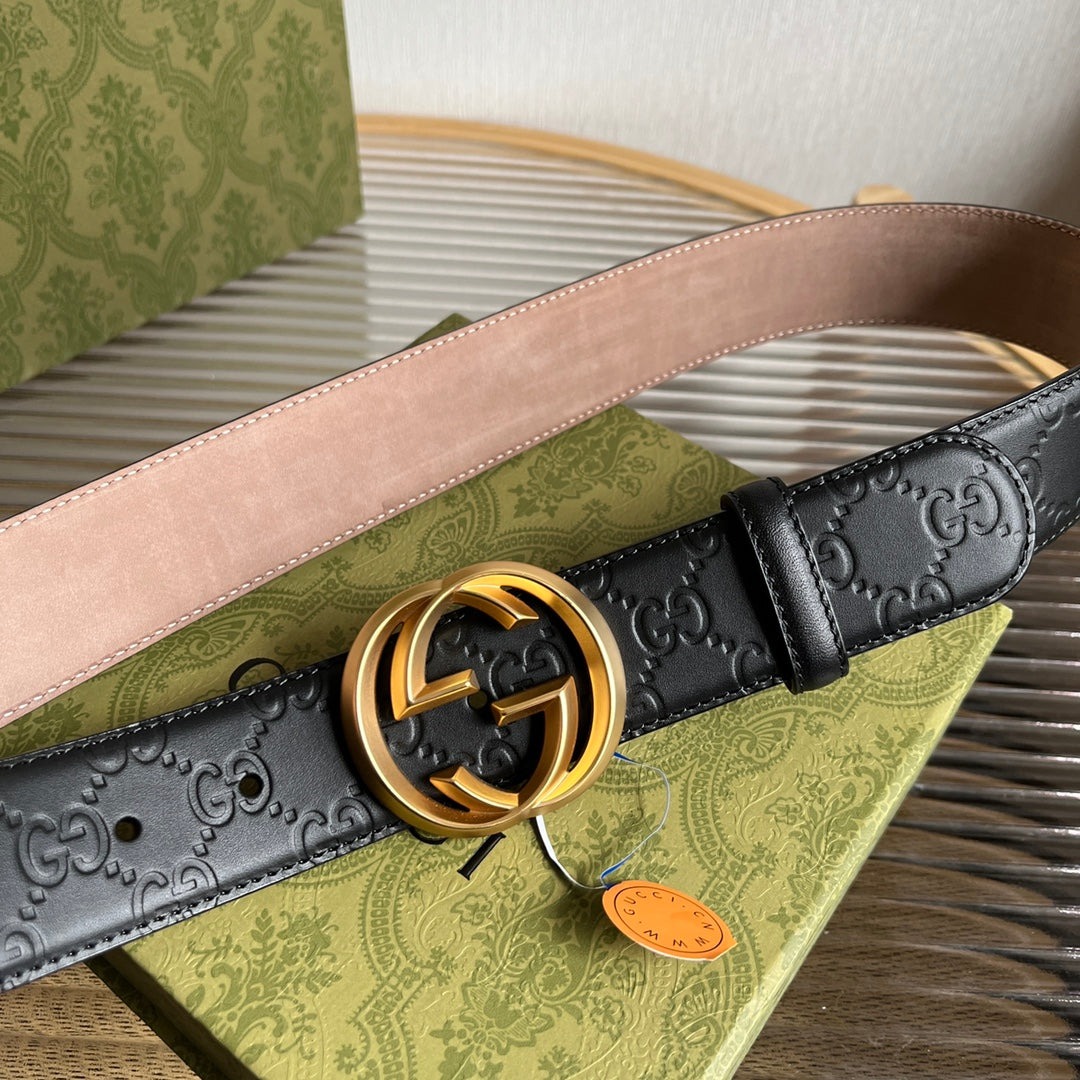 Calfskin embossed belt width 38mm