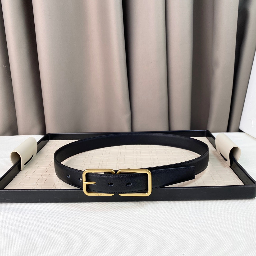 Imported cowhide silver buckle belt 3.0cm