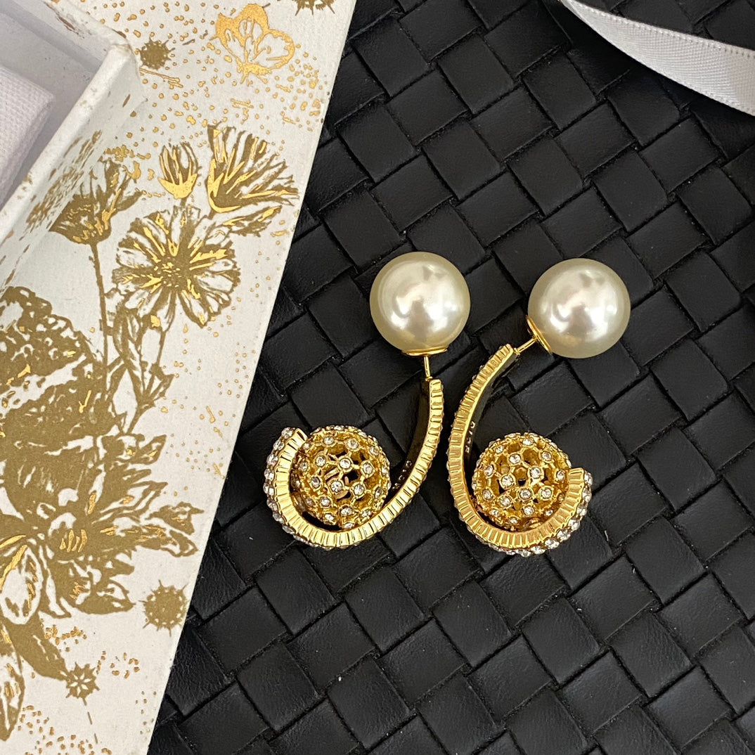 Pearl Ball Pendant Earrings