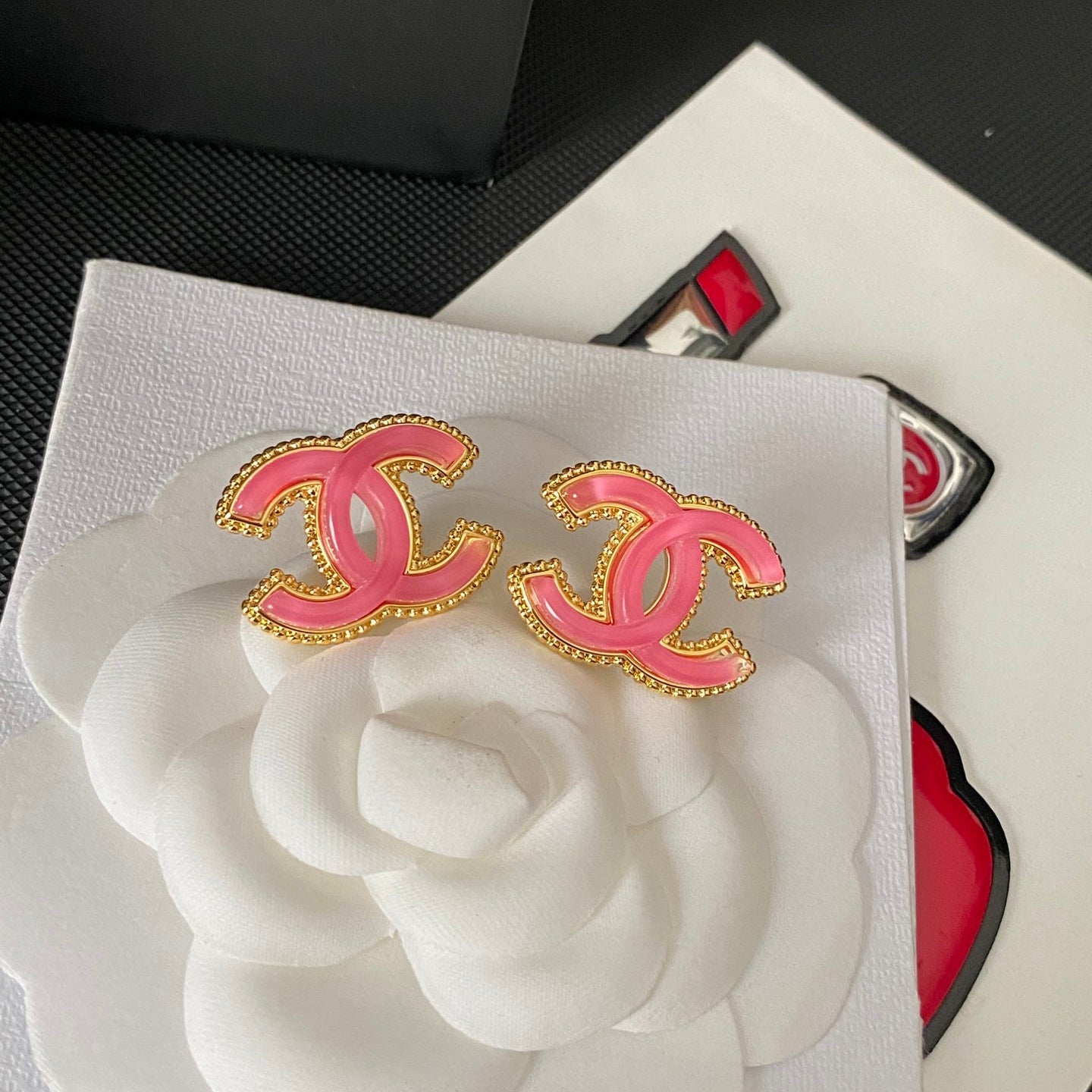 Retro Fashion Pink Logo earrings