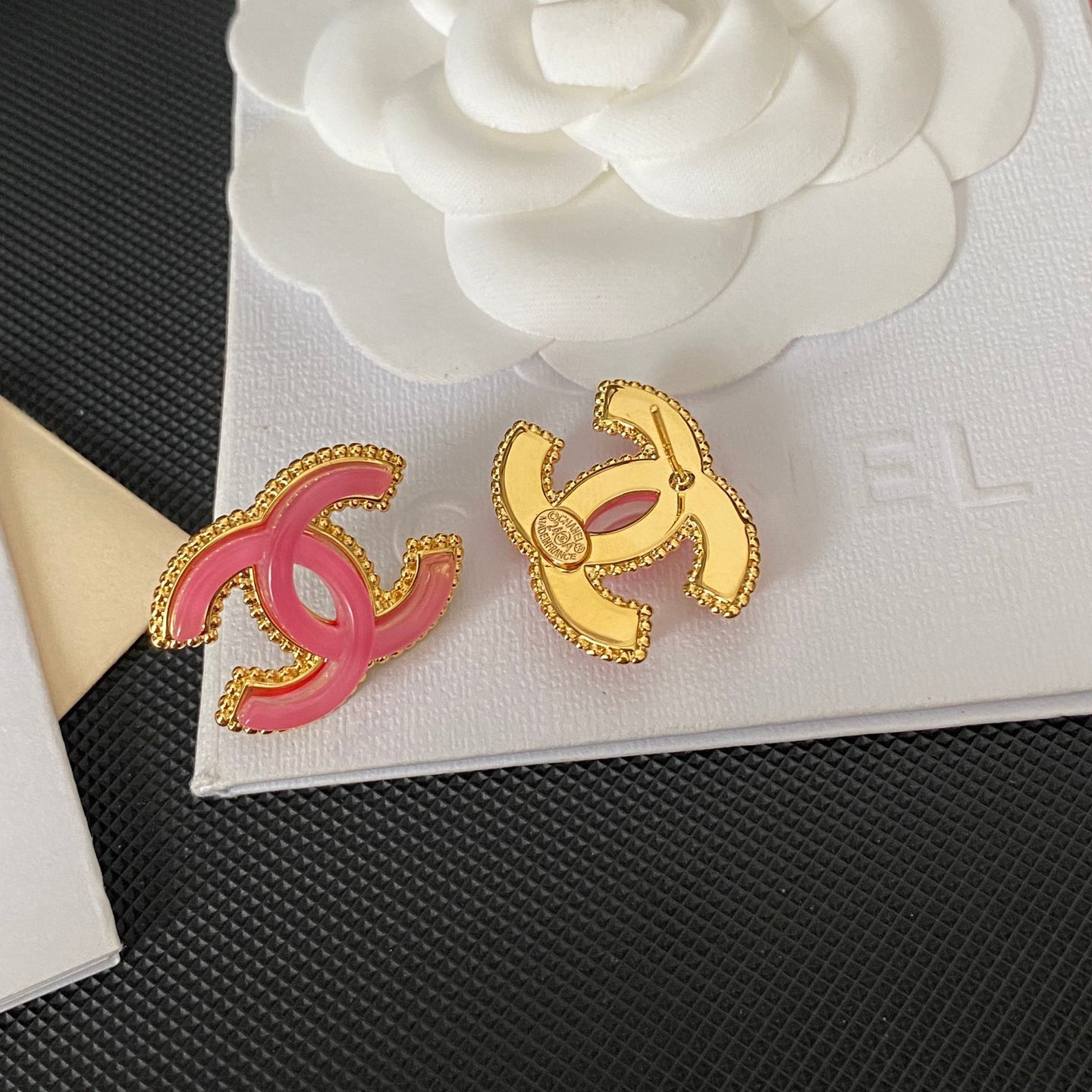 Retro Fashion Pink Logo earrings