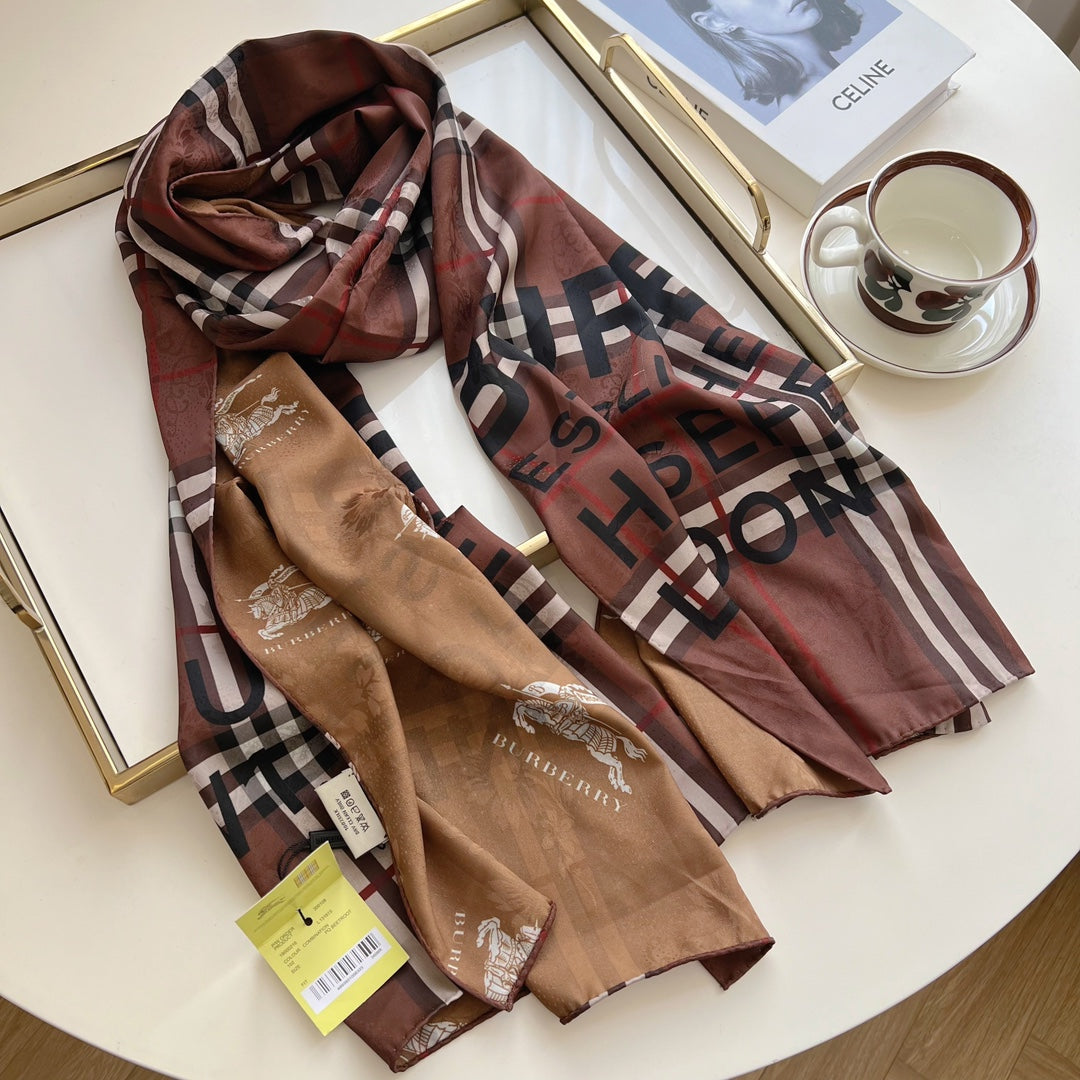 Four Color Classic Plaid Silk Scarf