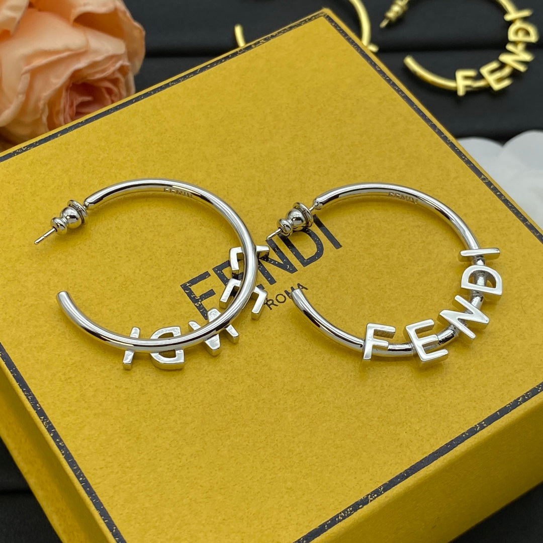 Fashion Letters Metal Hoop Earrings