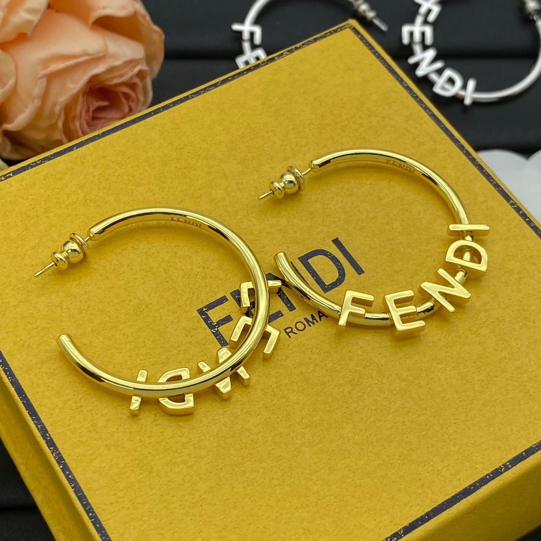 Fashion Letters Metal Hoop Earrings