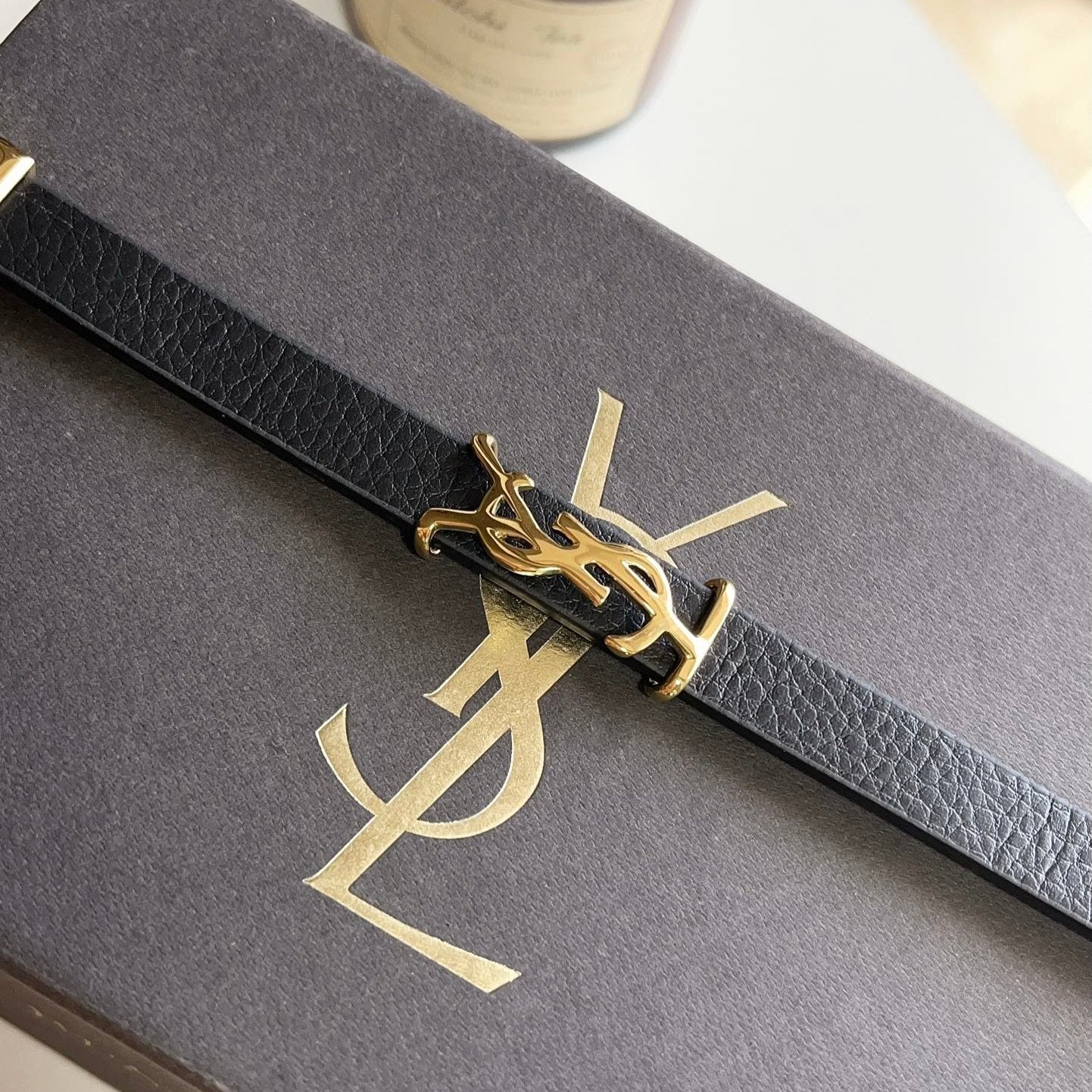 Fashion Leather Golden-Logo Bracelet