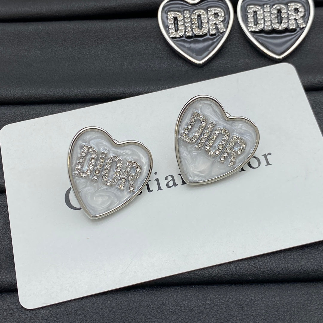 Love Heart Diamond Engraved Earrings