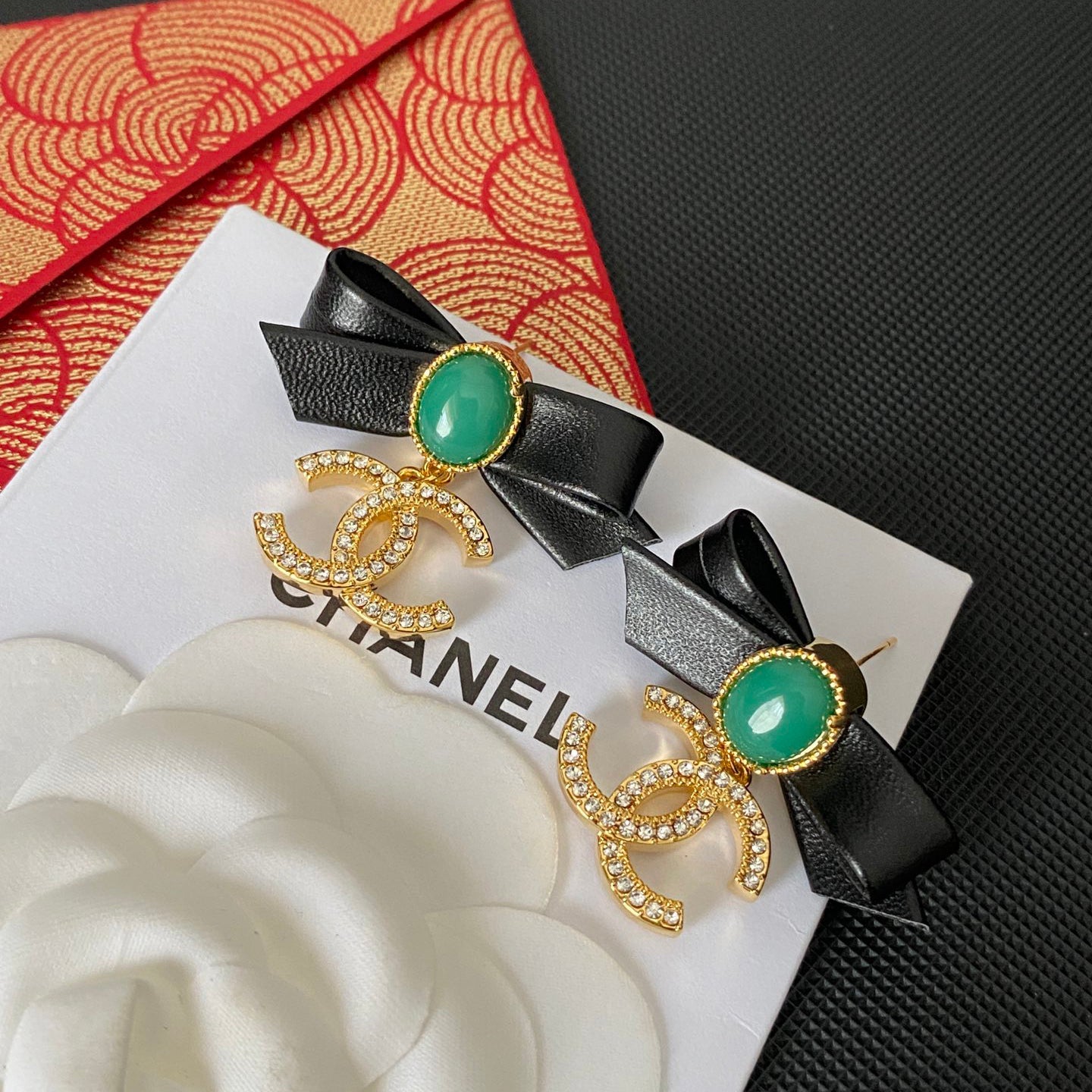 Fashion Leather Bow Earrings