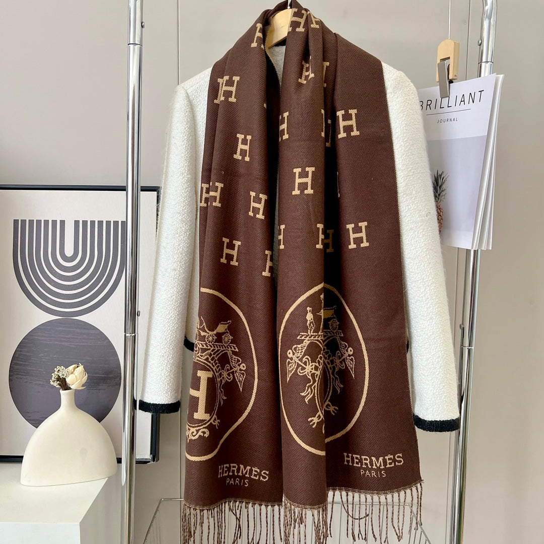 H Carriage Embossed Cashmere Scarf