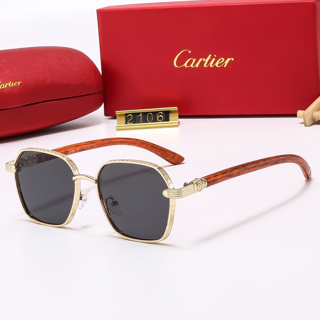 Square Fashion Wooden Frame Sunglasses 2107