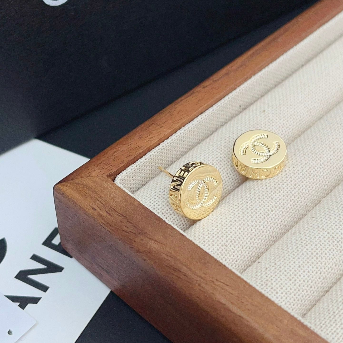 Round Mini Relief Gold Stud Earrings