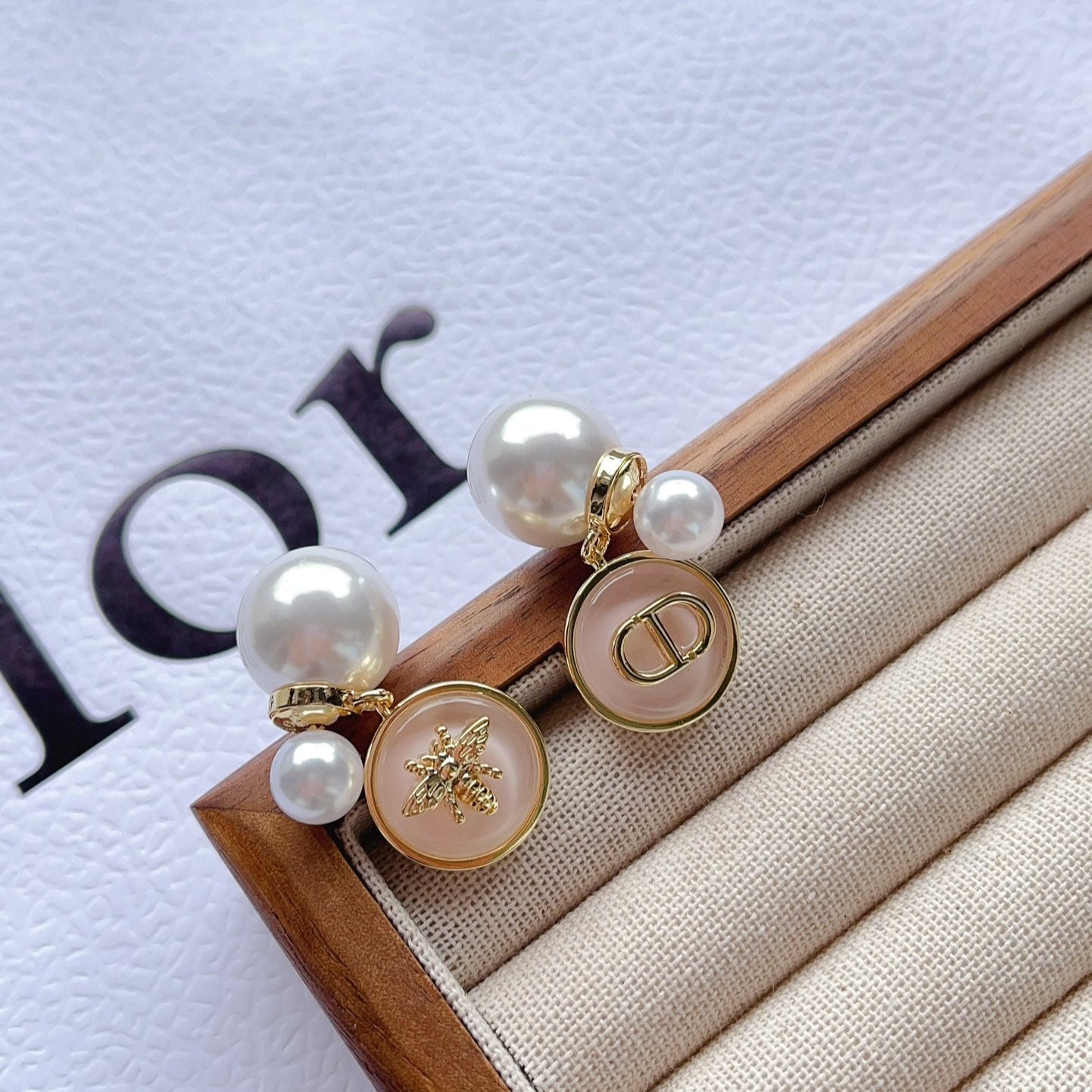 Asymmetric Bee Pearl Earrings